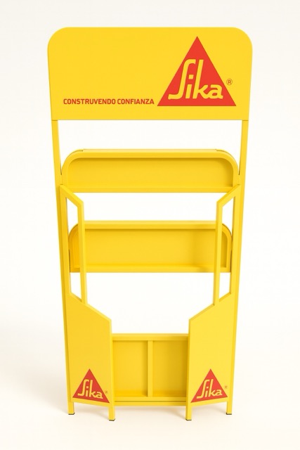exhibidor metalico plegable sika