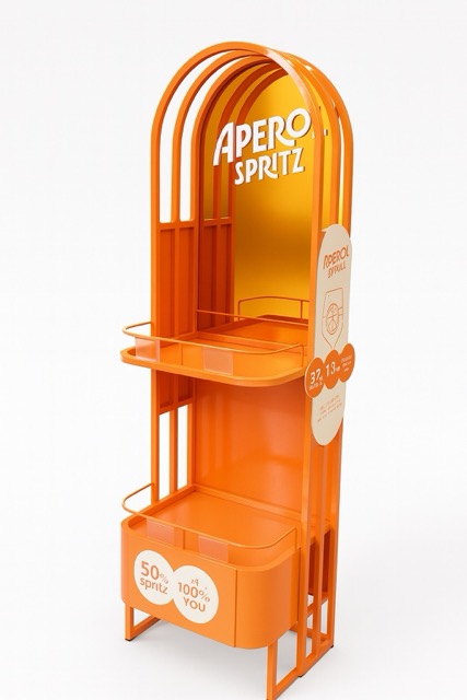 exhibidores metalicos para bebidas aperol