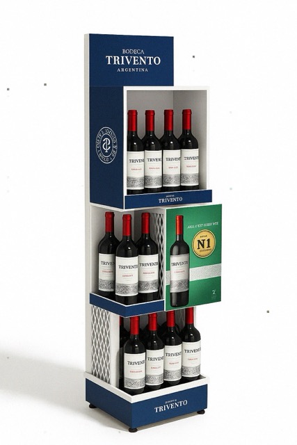 exhibidores metalicos para botellas trivento vista lateral