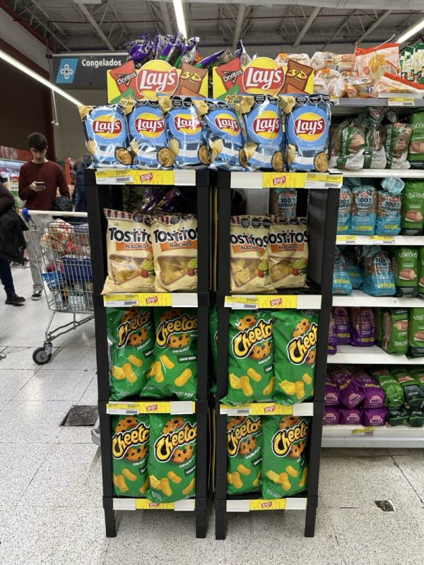 exhibidor de pie de snacks para supermercados