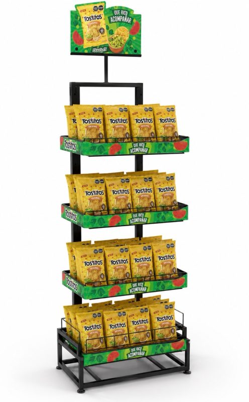 exhibidor de pie para snacks