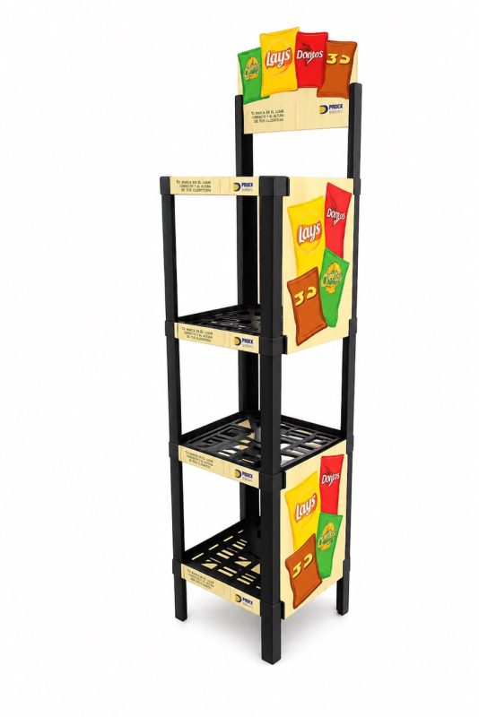 exhibidor para snacks rack inyectado lays